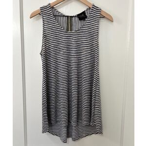 Anthropologie W5 Women's Blue Cream Stripe Tunic Tank Top Back Zipper Size S